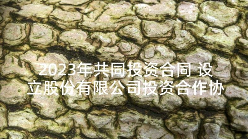 2023年共同投资合同 设立股份有限公司投资合作协议(精选5篇)