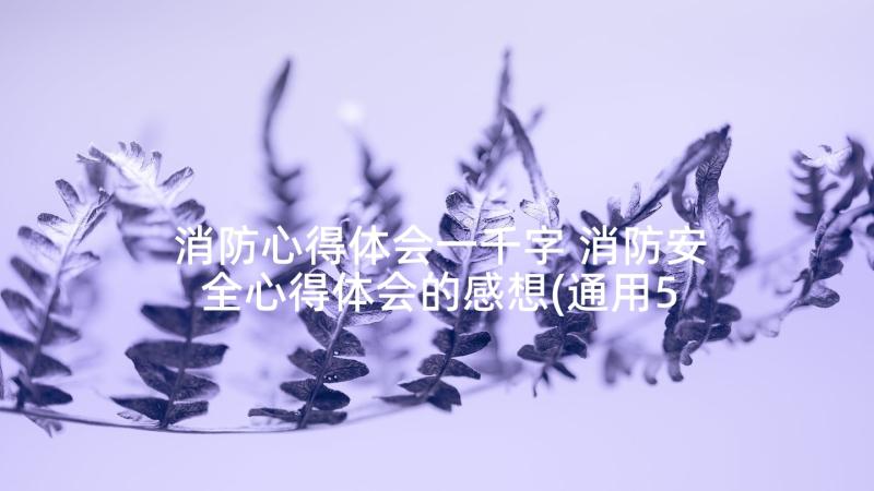 消防心得体会一千字 消防安全心得体会的感想(通用5篇)