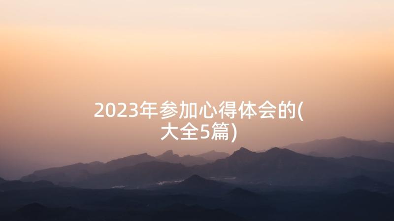 2023年参加心得体会的(大全5篇)