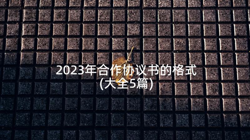 2023年合作协议书的格式(大全5篇)