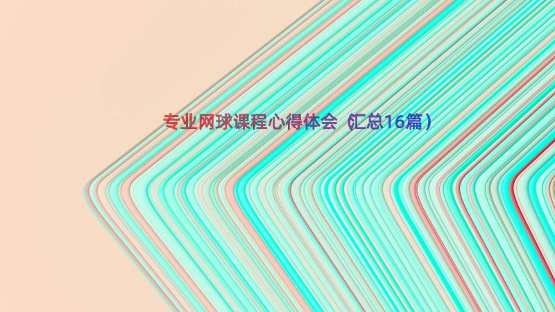 专业网球课程心得体会（汇总16篇）