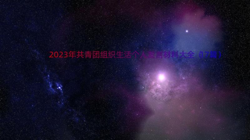 2023年共青团组织生活个人发言材料大全（17篇）