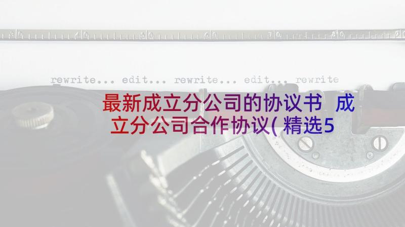 最新成立分公司的协议书 成立分公司合作协议(精选5篇)