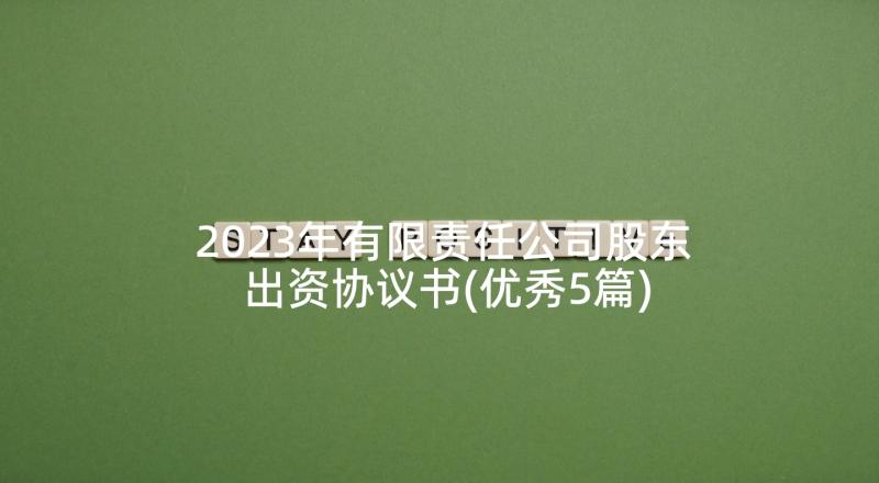 2023年有限责任公司股东出资协议书(优秀5篇)