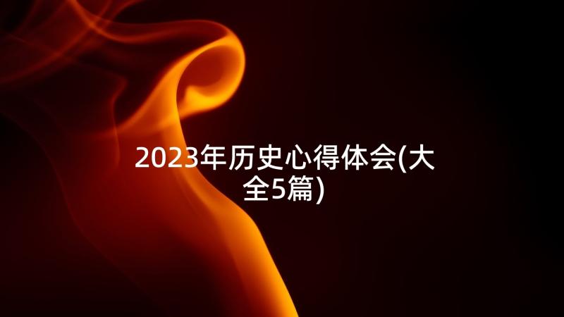 2023年历史心得体会(大全5篇)