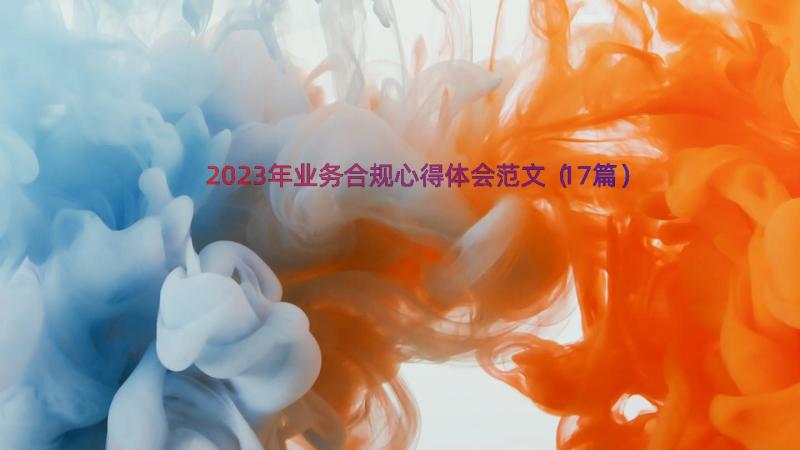 2023年业务合规心得体会范文（17篇）