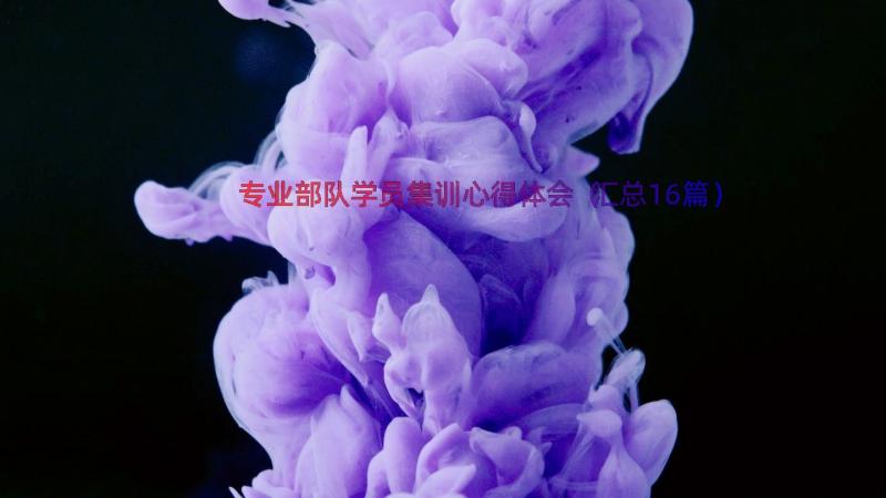 专业部队学员集训心得体会（汇总16篇）