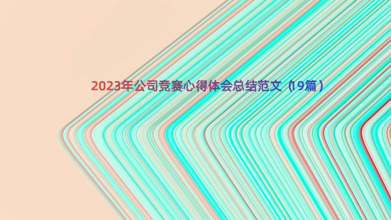 2023年公司竞赛心得体会总结范文（19篇）