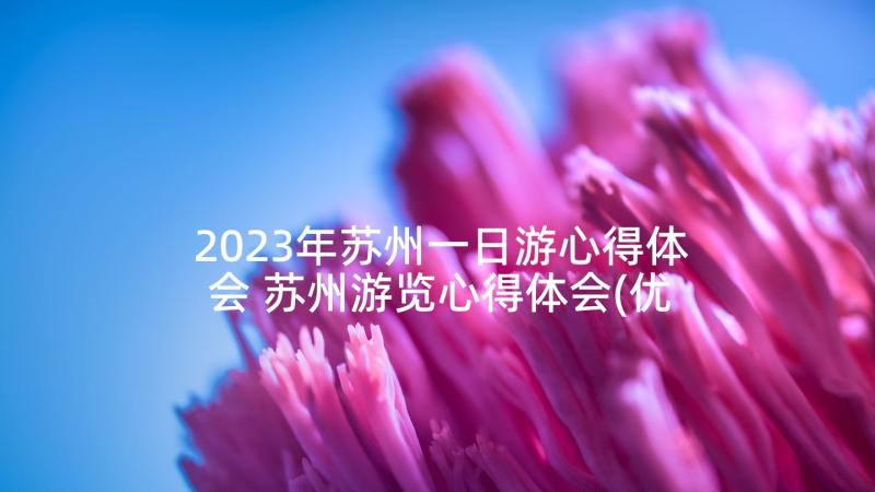 2023年苏州一日游心得体会 苏州游览心得体会(优质9篇)