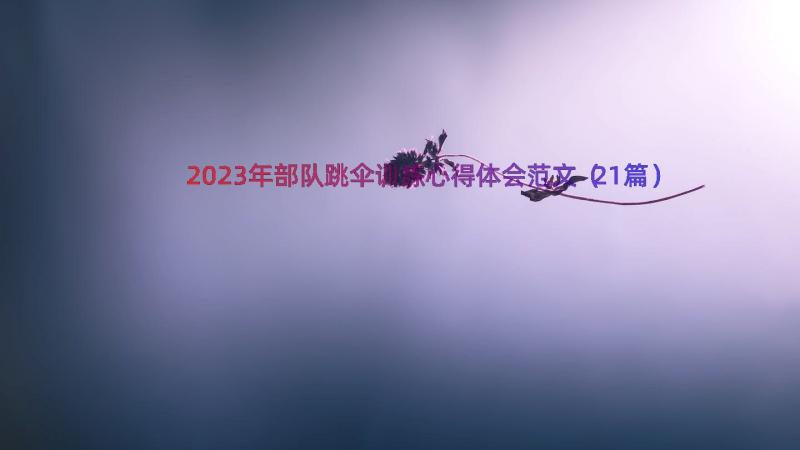 2023年部队跳伞训练心得体会范文（21篇）