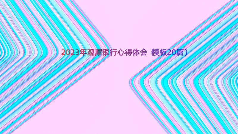 2023年观摩银行心得体会（模板20篇）