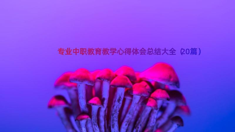 专业中职教育教学心得体会总结大全（20篇）