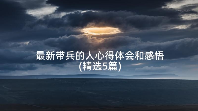 最新带兵的人心得体会和感悟(精选5篇)