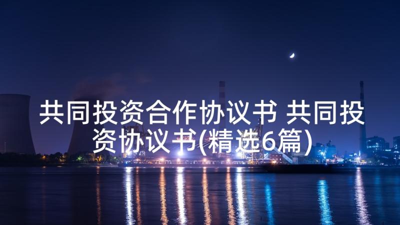 共同投资合作协议书 共同投资协议书(精选6篇)