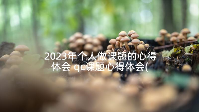 2023年个人做课题的心得体会 qc课题心得体会(精选9篇)