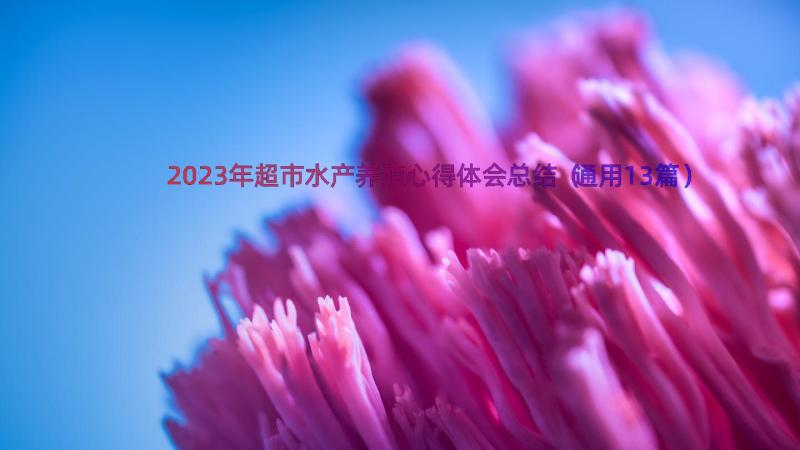 2023年超市水产养殖心得体会总结（通用13篇）