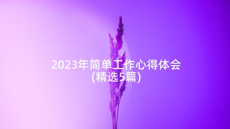 2023年简单工作心得体会(精选5篇)