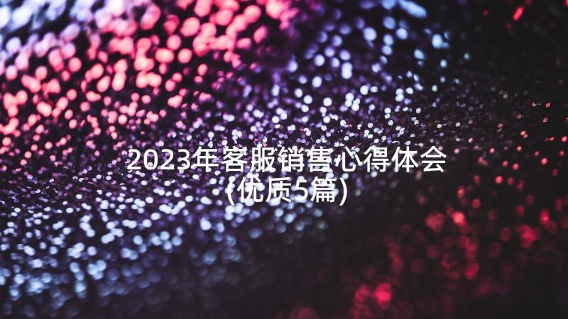 2023年客服销售心得体会(优质5篇)