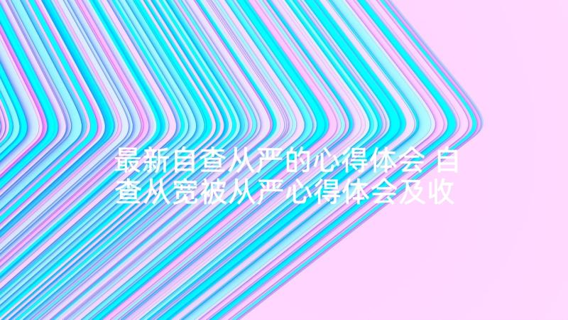 最新自查从严的心得体会 自查从宽被从严心得体会及收获(汇总5篇)