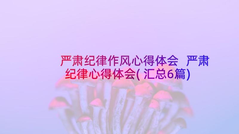 严肃纪律作风心得体会 严肃纪律心得体会(汇总6篇)