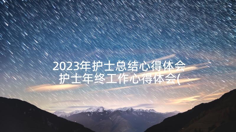 2023年护士总结心得体会 护士年终工作心得体会(精选5篇)