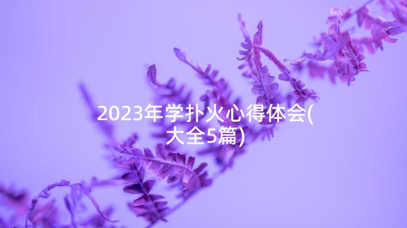 2023年学扑火心得体会(大全5篇)