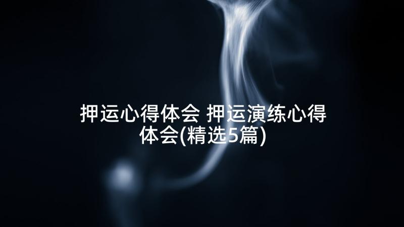 押运心得体会 押运演练心得体会(精选5篇)