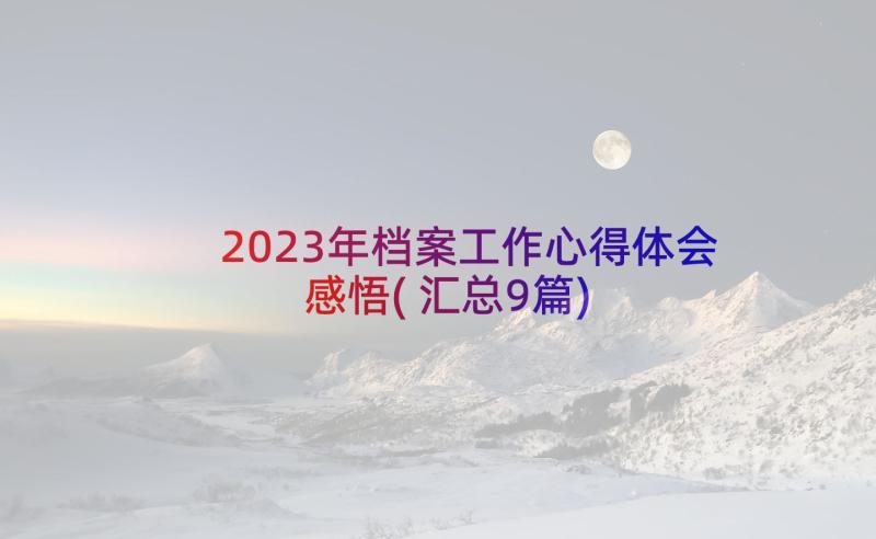 2023年档案工作心得体会感悟(汇总9篇)