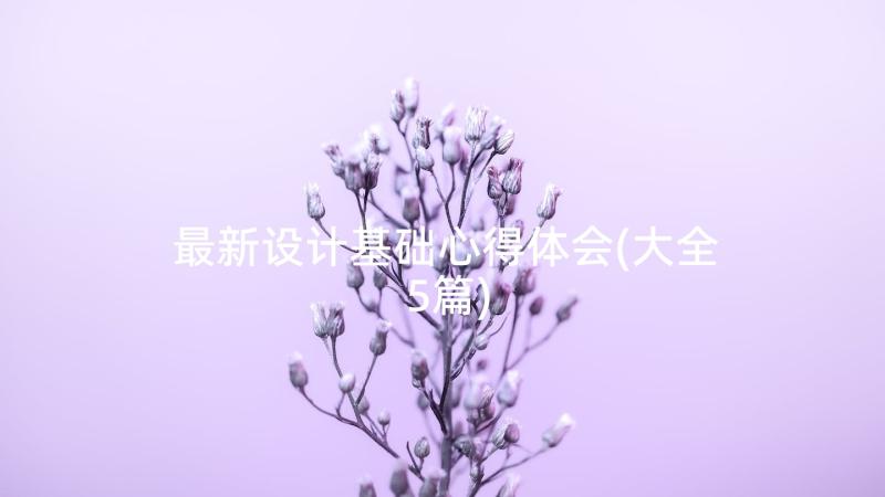 最新设计基础心得体会(大全5篇)