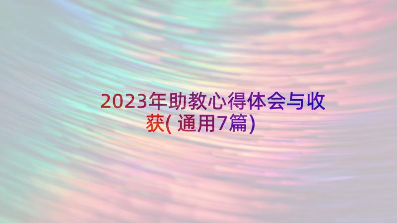 2023年助教心得体会与收获(通用7篇)