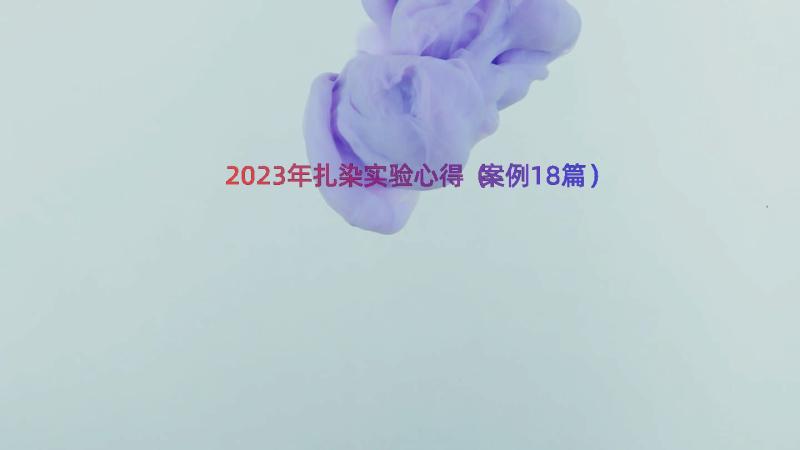 2023年扎染实验心得（案例18篇）