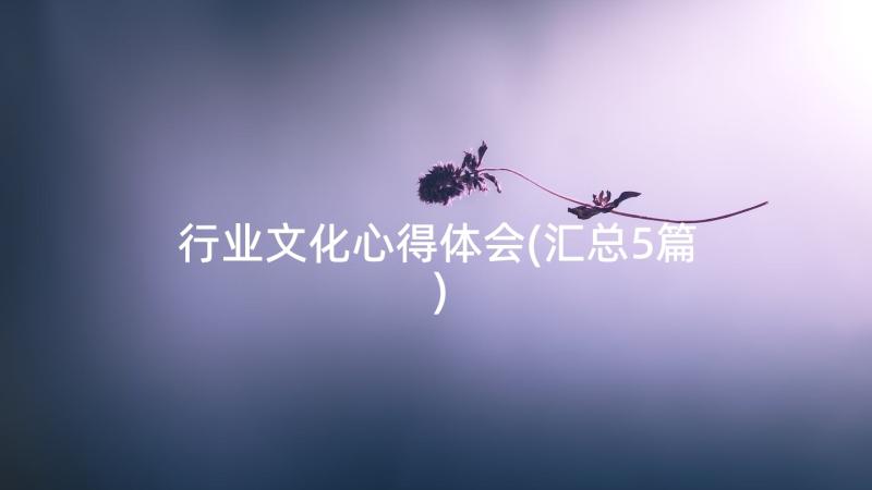 行业文化心得体会(汇总5篇)