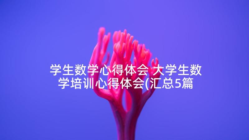 学生数学心得体会 大学生数学培训心得体会(汇总5篇)