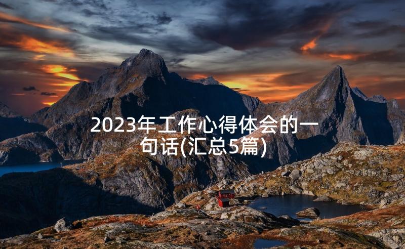 2023年工作心得体会的一句话(汇总5篇)