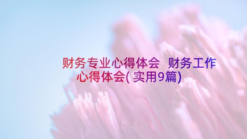 财务专业心得体会 财务工作心得体会(实用9篇)