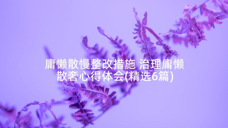 庸懒散慢整改措施 治理庸懒散奢心得体会(精选6篇)