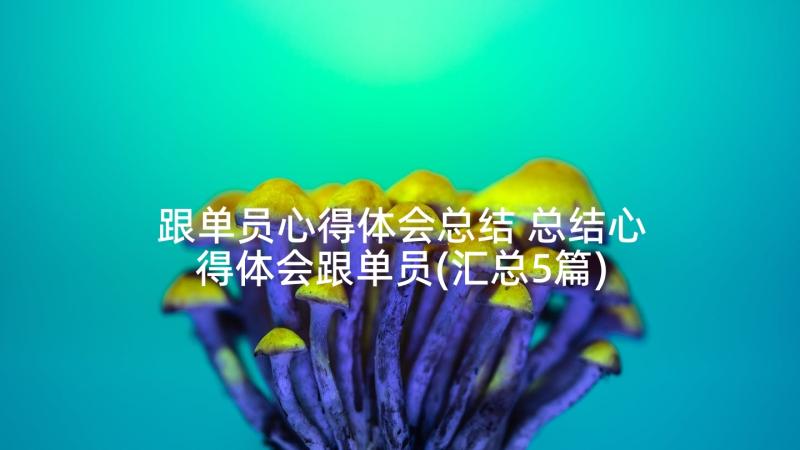 跟单员心得体会总结 总结心得体会跟单员(汇总5篇)