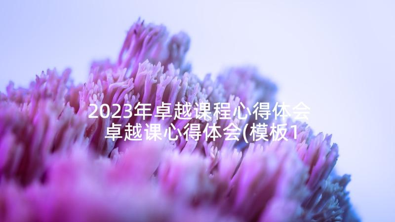 2023年卓越课程心得体会 卓越课心得体会(模板10篇)