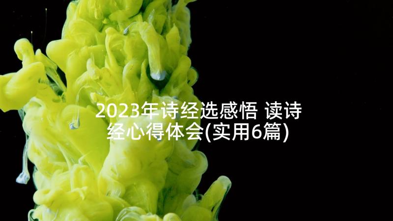 2023年诗经选感悟 读诗经心得体会(实用6篇)