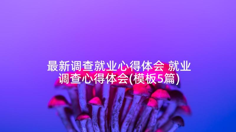 最新调查就业心得体会 就业调查心得体会(模板5篇)