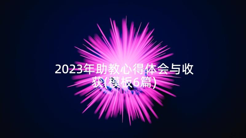 2023年助教心得体会与收获(模板6篇)