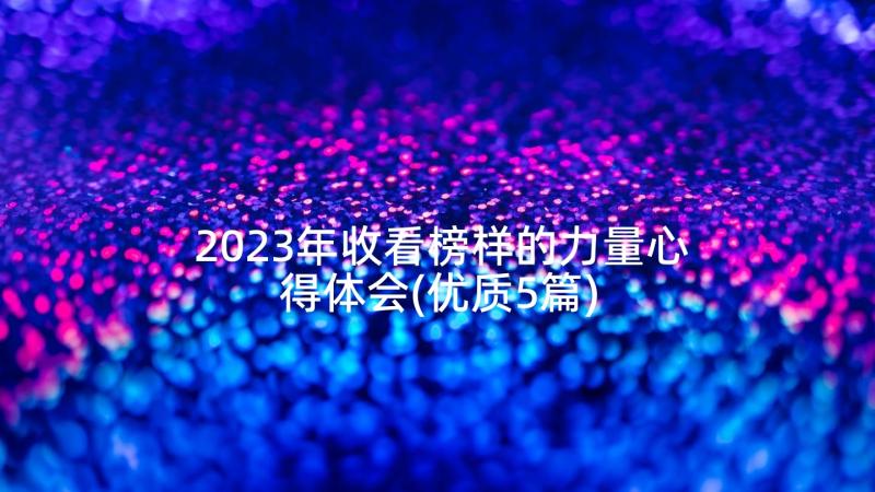 2023年收看榜样的力量心得体会(优质5篇)