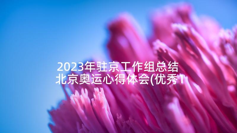 2023年驻京工作组总结 北京奥运心得体会(优秀10篇)
