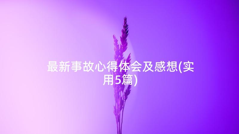 最新事故心得体会及感想(实用5篇)