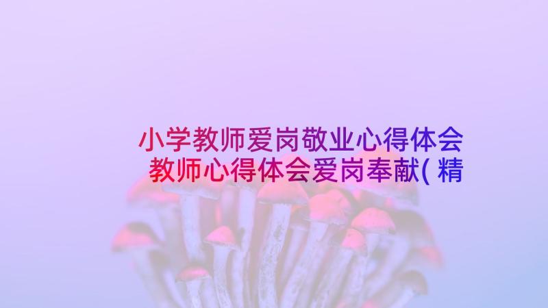 小学教师爱岗敬业心得体会 教师心得体会爱岗奉献(精选6篇)