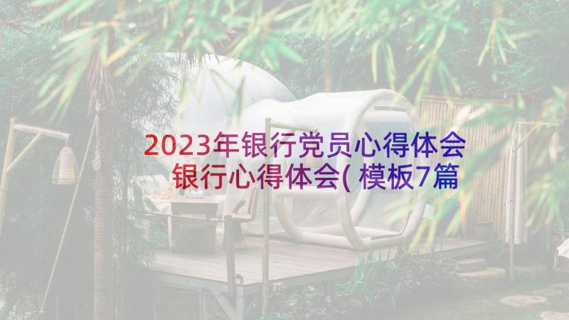 2023年银行党员心得体会 银行心得体会(模板7篇)