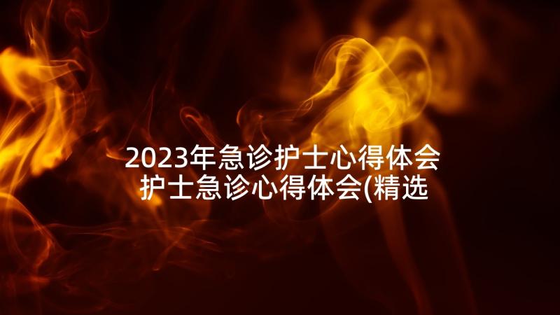 2023年急诊护士心得体会 护士急诊心得体会(精选9篇)