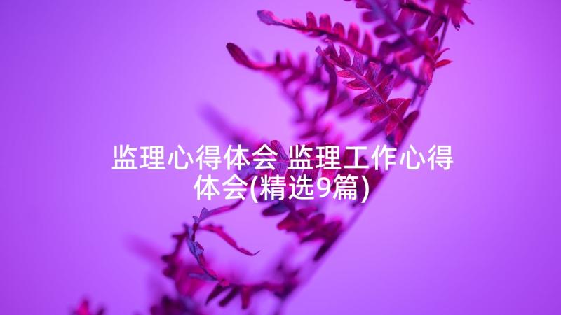 监理心得体会 监理工作心得体会(精选9篇)