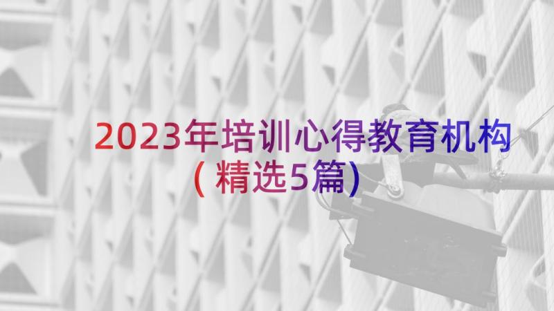 2023年培训心得教育机构(精选5篇)