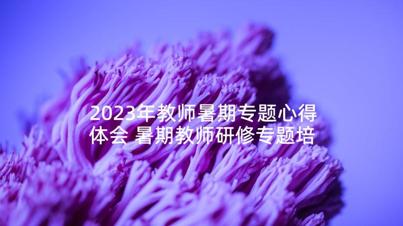 2023年教师暑期专题心得体会 暑期教师研修专题培训心得体会(模板5篇)